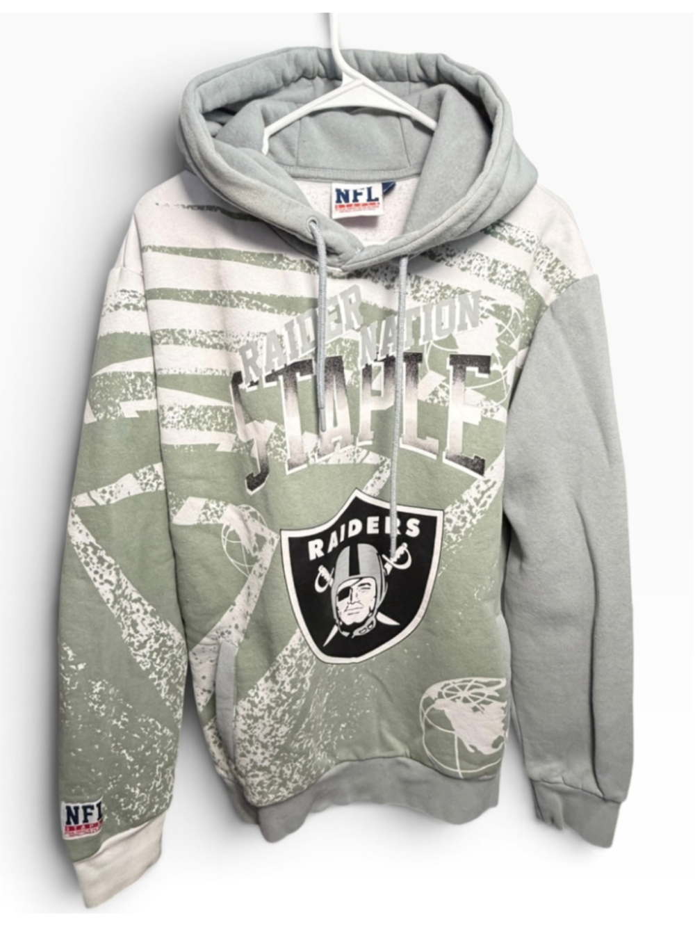 Men's Staple NFL Raiders Hoodie Size L Green Grey